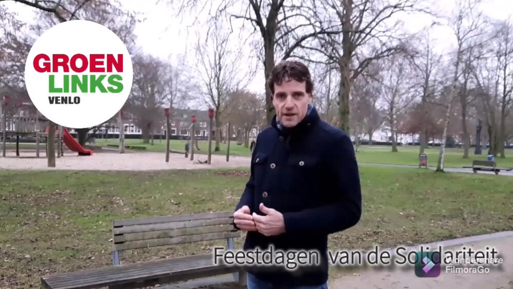 Wim Janssen kondigt actie Feestdagen van de Solidariteit aan, naast bankje