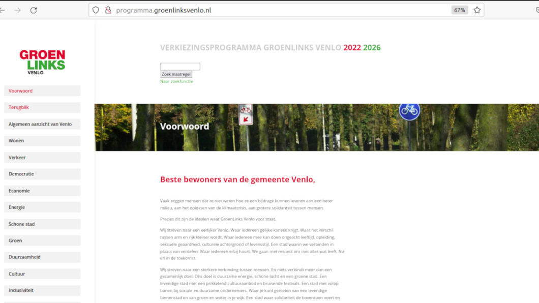 Screenshot website programma.groenlinksvenlo.nl