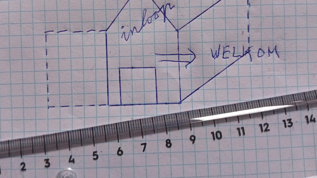 Inloop locatie schets blauwdruk